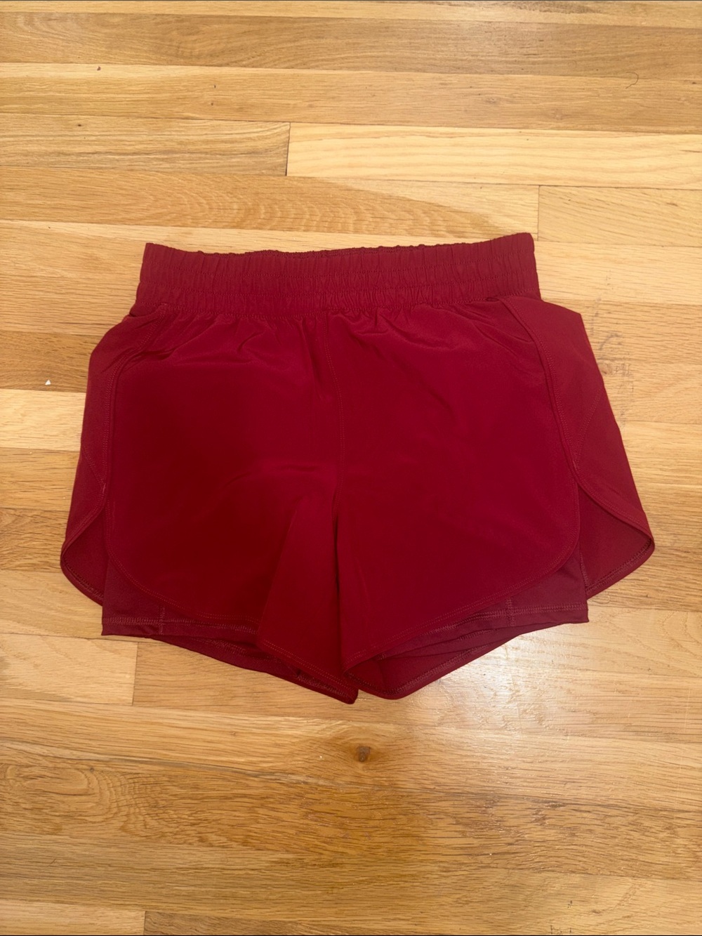 Women's High-Waist Burgundy Athletic Shorts